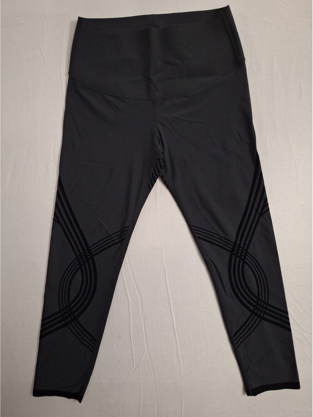 Fanka Leggings Womens High Waist Body Sculpt Reversible Black 7/8 Ankle Cropped